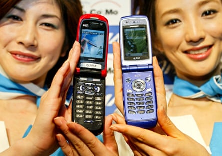 Women display new flip phones
