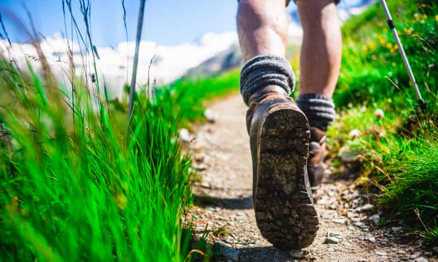 Hiking boots on a trail