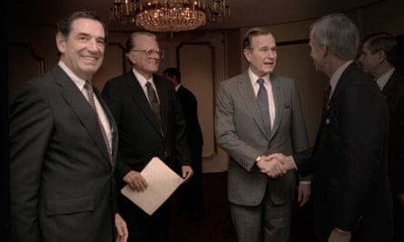 The most powerful man you never heard of ... Doug Coe (right) with President George HW Bush .