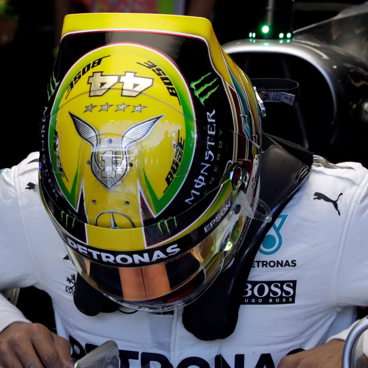 Brazilian Gp Lewis Hamilton To Keep Up Pressure On Sebastian Vettel Formula One 2017 The Guardian Lewis Hamilton Helmet Design 2022