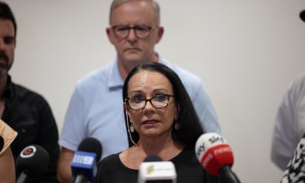 Federal MP Linda Burney speaks at a press conference alongside federal and state counterparts in Alice Springs, NT, Australia