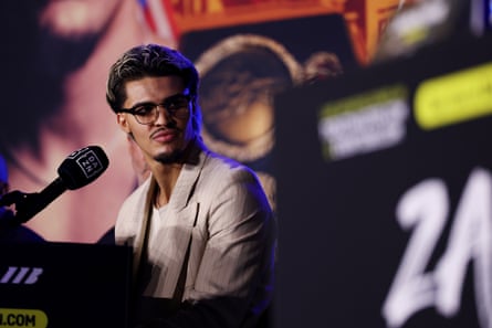 Xander Zayas looks connected during Thursday’s property convention astatine Brooklyn’s Barclays Center.
