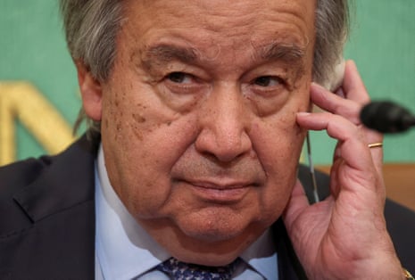 United Nations Secretary-General Antonio Guterres attends a press conference at Japan National Press Club in Tokyo, Japan 20 May 2026.