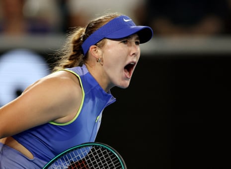 Mirra Andreeva screams as she wins