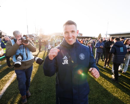 Macclesfield’s John Rooney is elated at the final whistle after pulling off the greatest shock in FA Cup history