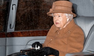 The Queen is driven away from a church service at Sandringham