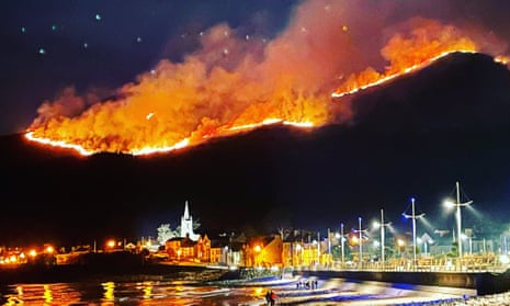 The fire as seen from Newcastle, County Down, on Friday night.