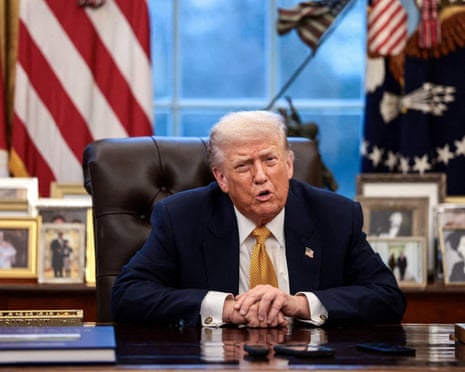 Donald Trump during a Reuters interview in the Oval Office