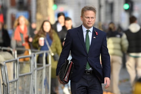 Grant Shapps, the business secretary, arriving for cabinet this morning.