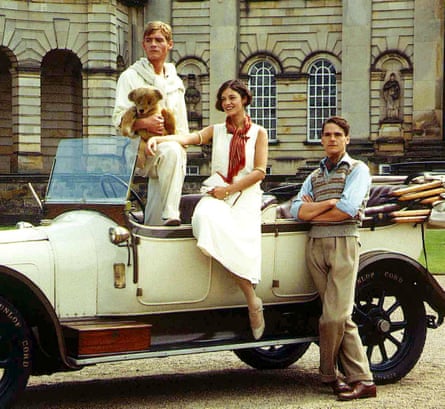 Anthony Andrews as Sebastian, Diana Quick as Julia and Jeremy Irons as Charles Ryder in Brideshead Revisited.