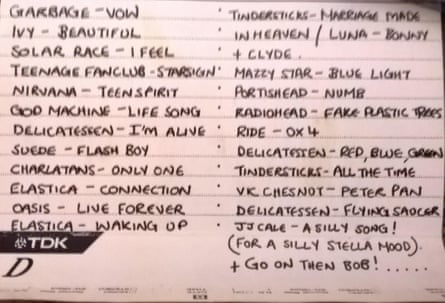 Lisa Bonomini’s mix tape track list.