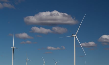 Wind turbines at Queensland’s MacIntyre windfarm.