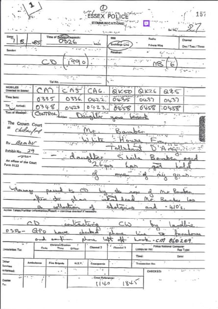 A call log from the police with handwriting filling all the line