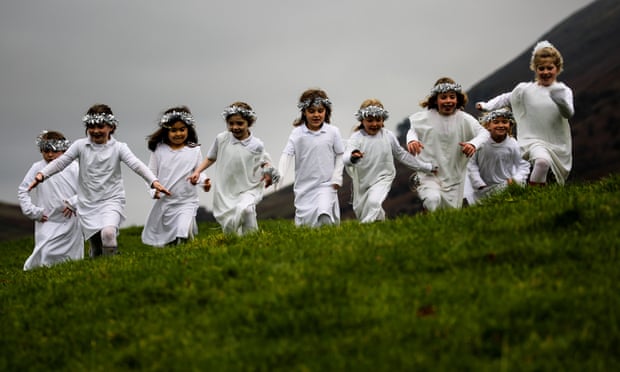 Children at Grasmere primary school in Cumbria took to the fells to stage their virtual nativity
