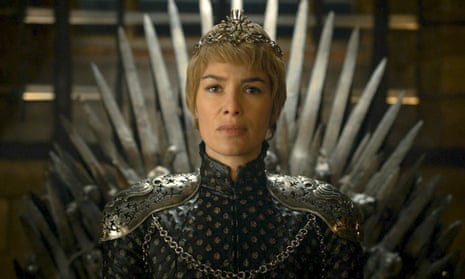 Cersei Lannister on the Iron Throne.
