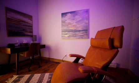 chair in purple light