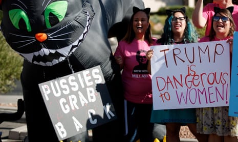 Activists and volunteers from Planned Parenthood rally against Donald Trump, 18 October 2016.