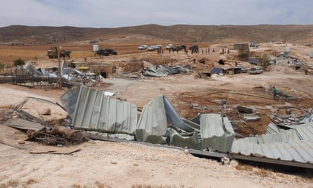 Destroyed structures in Merkaz, a village in Masafer Yatta.