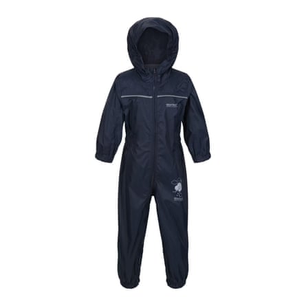 REGATTA Kids waterproof hooded puddle suit in navy