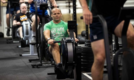People in a recently reopened gym in Cardiff, 3 May 2021.