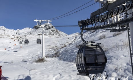 Cable cars at Val Thorens, France, ahead of the season opening