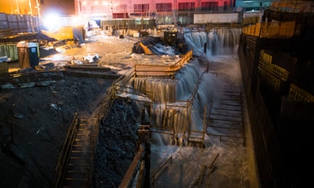 Flooding at Ground Zero construction site