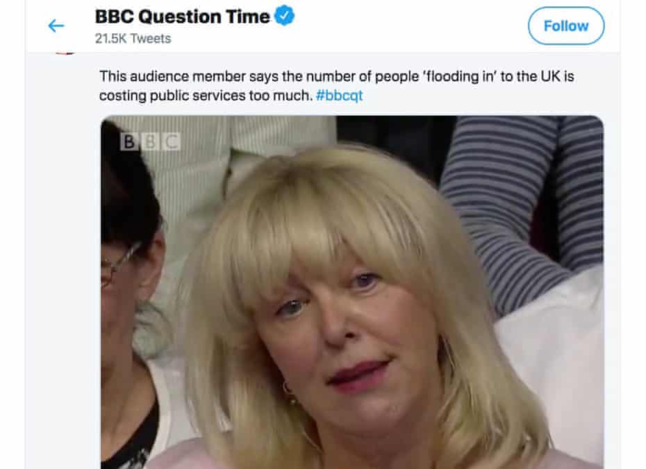 The BBC Question Time tweet.