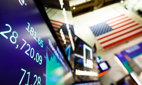 A screen on the floor of the New York stock exchange