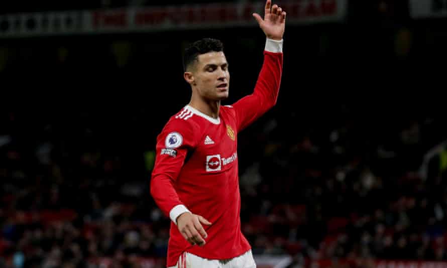 Cristiano Ronaldo from Manchester United cuts a frustrated figure against Burnley but scored their third.