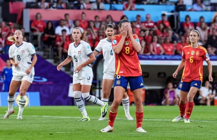 Mariona Caldentey can’t bear to look after missing a penalty inside the first 10 minutes for Spain.