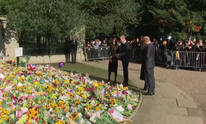 The visit marks the first public appearance together since the Queen’s death of the Prince and Princess of Wales and the Duke and Duchess of Sussex.