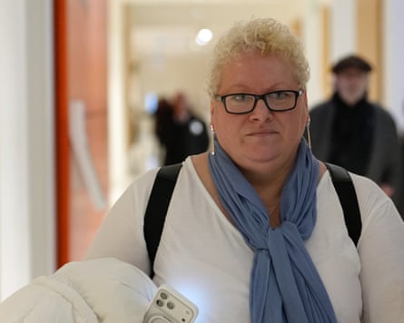 Defendant Delphine Jegousse, known as Amandine Roy, arrives at a Paris court