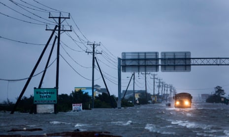 The Albemarle Sound floods the Nags Head-Manteo Causeway shortly after Hurricane Irene barreled through the Outer Banks, North Carolina, in 2011.