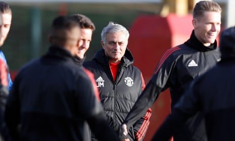 José Mourinho during a Manchester United training session on Tuesday.