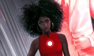 Riri Williams, who took over the Iron Man storyline as Ironheart, on the cover of Invincible Iron Man #1