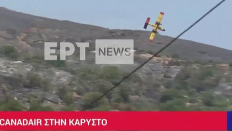 Moment firefighting plane crashes on Greek island of Evia – video