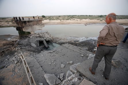 The bridge linking Bandar Abbas and Kehuristan, rendered unusable in a US strike.