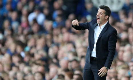 Marco Silva during Everton’s 3-2 defeat to West Ham, which gave the London side their first points of the season.