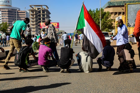 Sudanese anti-coup protesters take to the streets during a demonstration in Khartoum, Sudan, 30 November 2021. Thousands of protesters rallied against a deal reinstating the prime minister after his ousting in October’s military coup.