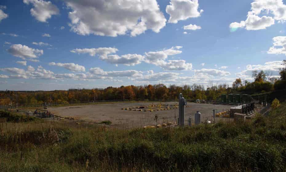 A fracking site in West Pike Run, east of Beallsville, Pensylvania, on 22 October 2020.