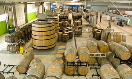 Oak barrels containing beer