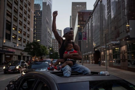 In Houston, a man protests against the death of George Floyd in Minneapolis police custody last week.