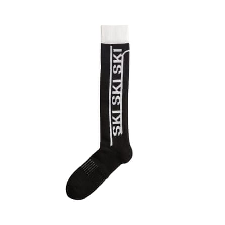 Black and white M&S Ski Knee High Socks with Wool
