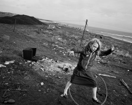 Chris Killip, Helen and her hula-hoop, Lynemouth, Northumberland, 1984.
