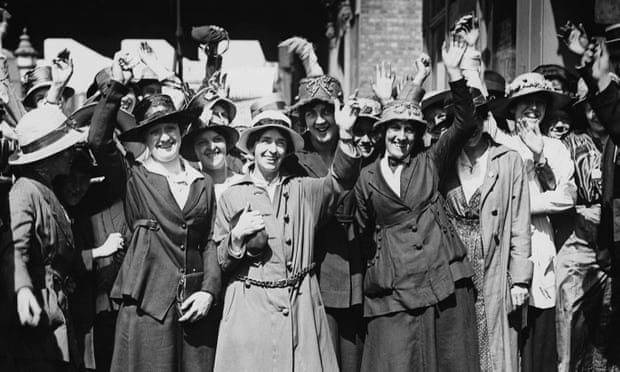 Female bus workers strike over equal pay demands in August 1918.