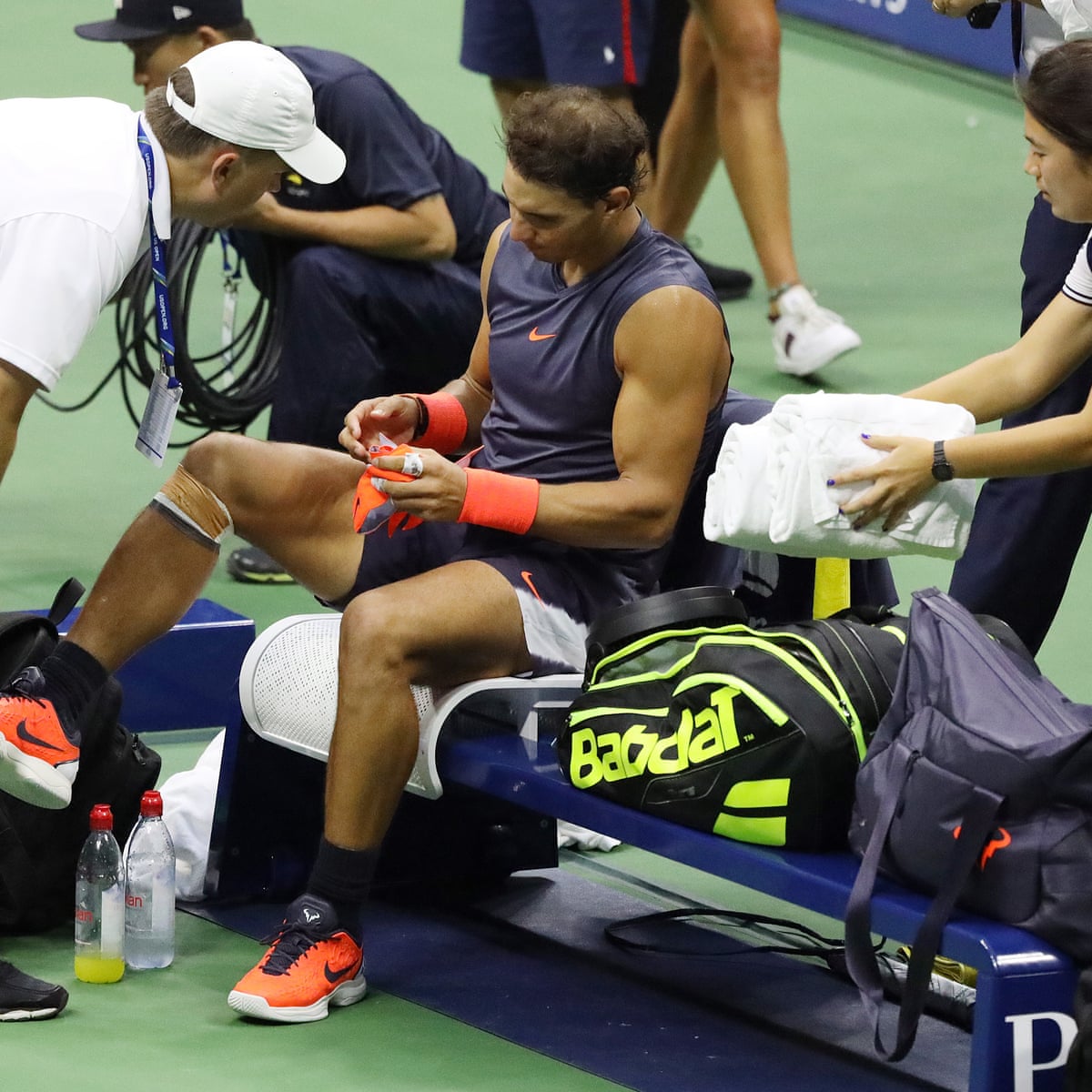 Rafael Nadal Forced To Retire From Us Open Semi Final With Knee Injury Sport The Guardian