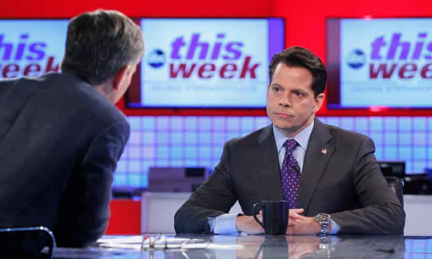 Former White House Communications Director Anthony Scaramucci being interviewed, in August 2017, by George Stephanopoulos – his first television interview after being sacked