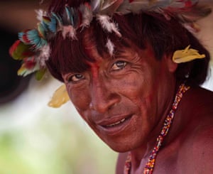 An Araweté man living in the Xingu river basin in Para, Brazil.