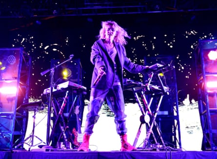 Grimes performs at Coachella: one of the few women on the bill.