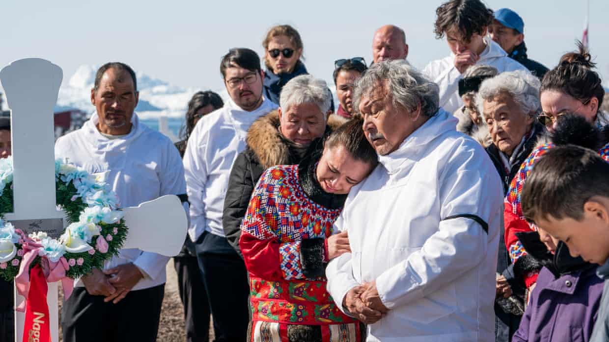 A funeral scene in Ilulissat, Greenland, from the final series of Borgen in 2022. Photograph: Mike Kollöffel/Netflix